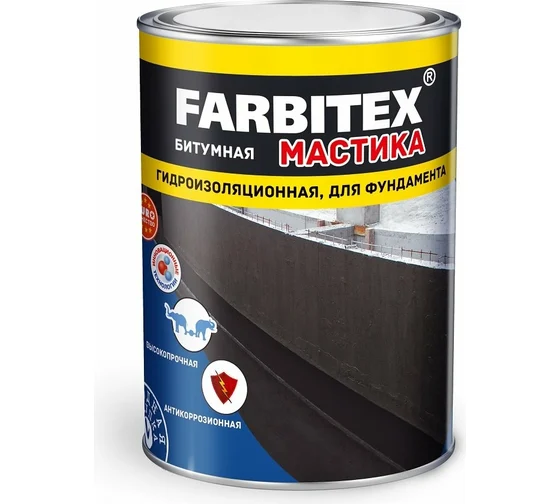 Мастика битумная гидроизоляционная "FARBITEX" 4кг (4)
